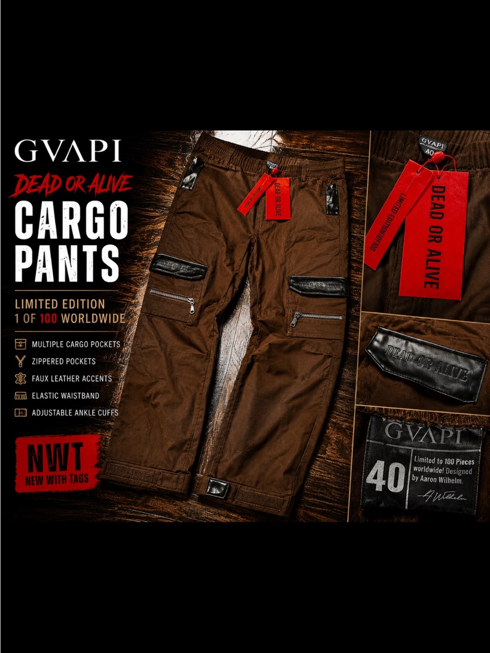 GUAPI Dead Or Alive Cargo Pants Brown Limited Edition 1 of 100 Worldwide